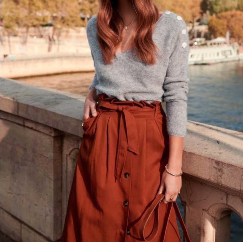 Sezane Zia Skirt in Tomette - Size 36